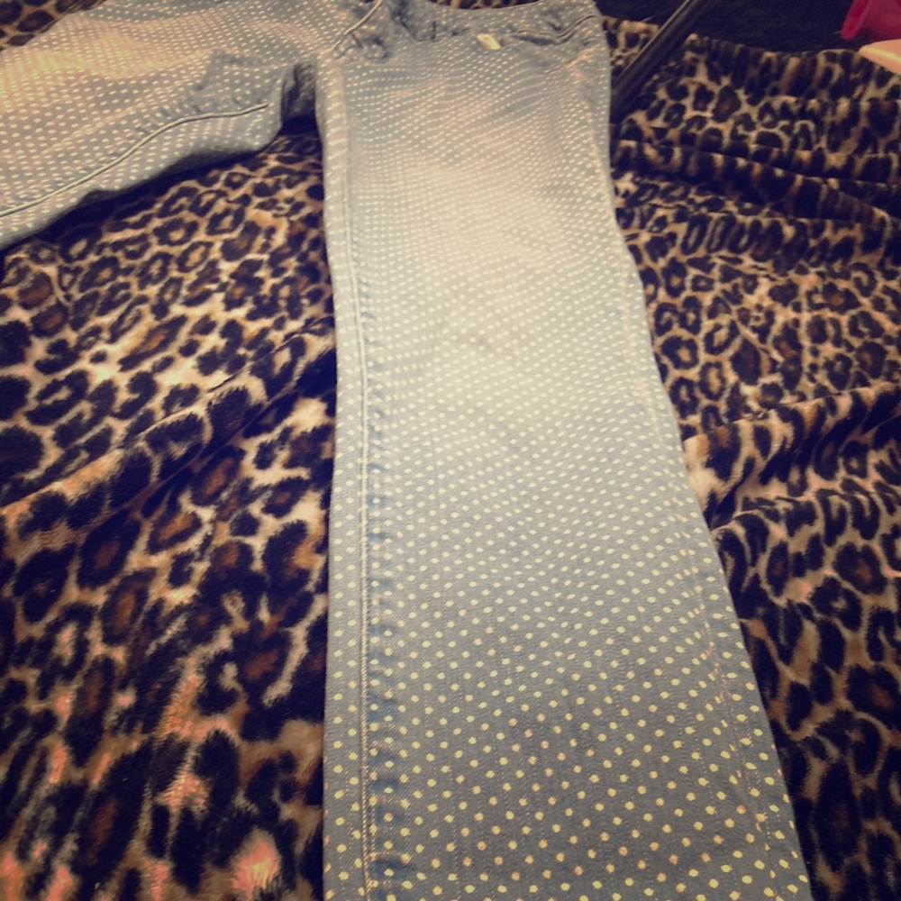Blue and white jeans